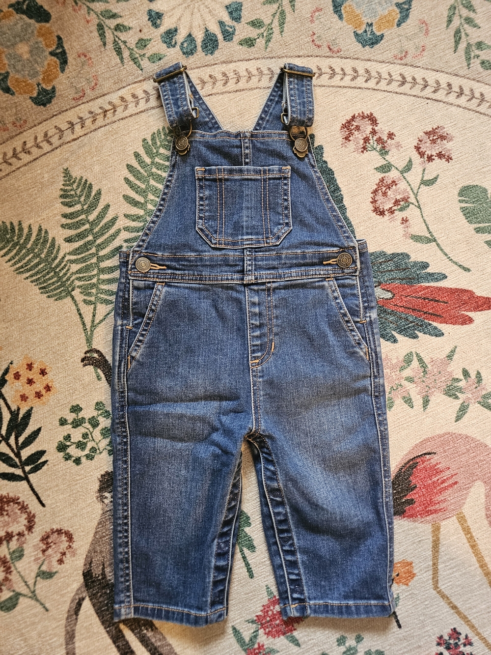 Primary- Blue Denim Baby Overalls - Sz 6-12 Months - Strechy And Durable!